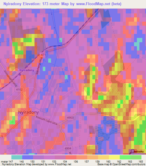 Nyiradony,Hungary Elevation Map
