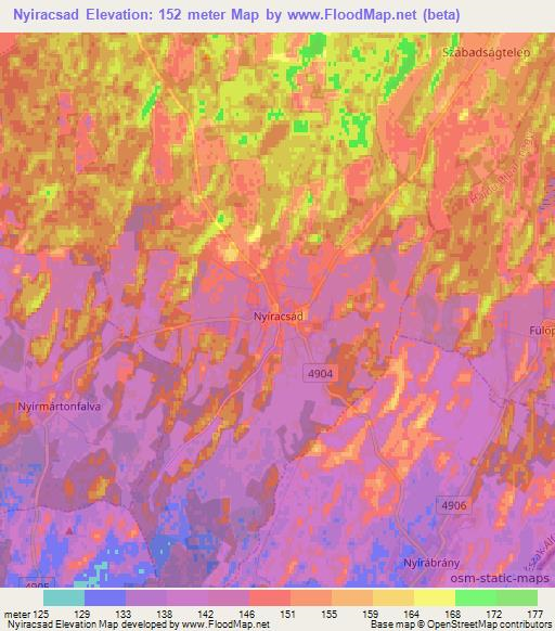 Nyiracsad,Hungary Elevation Map
