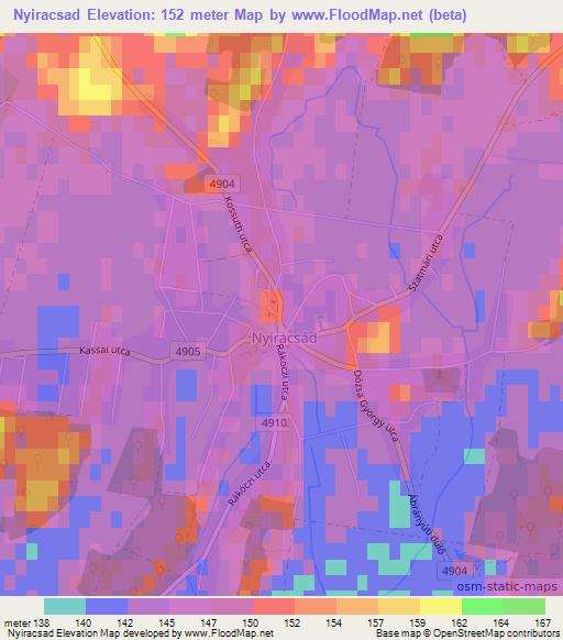 Nyiracsad,Hungary Elevation Map