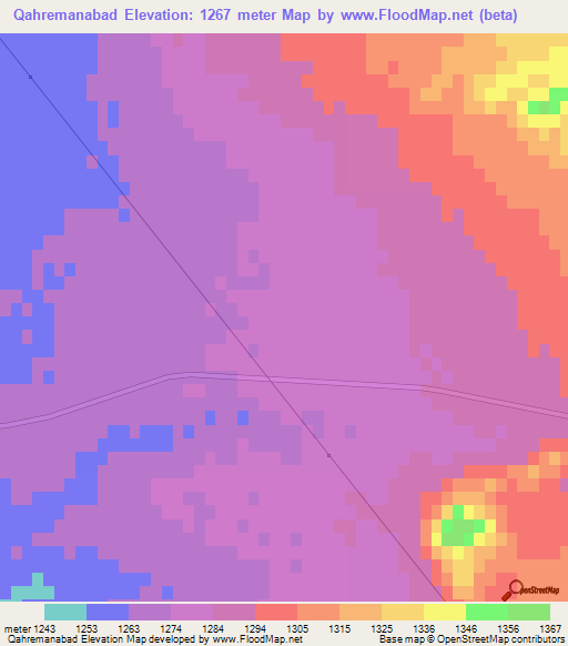 Qahremanabad,Iran Elevation Map