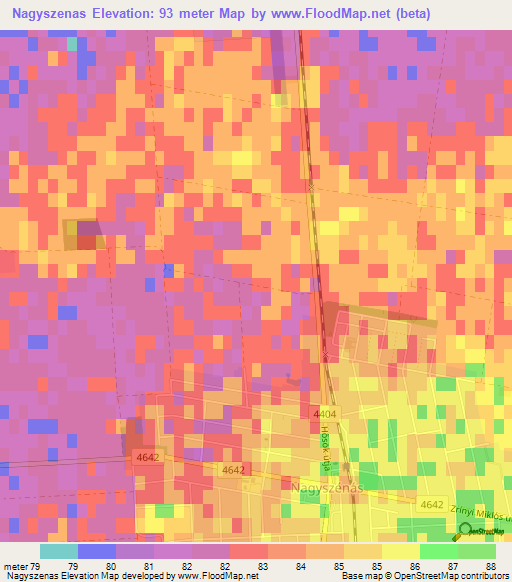 Nagyszenas,Hungary Elevation Map
