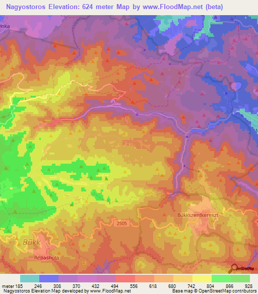 Nagyostoros,Hungary Elevation Map
