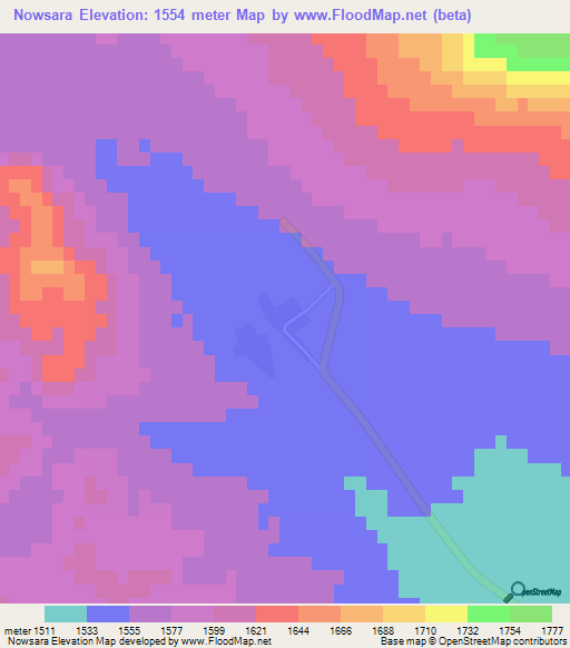 Nowsara,Iran Elevation Map
