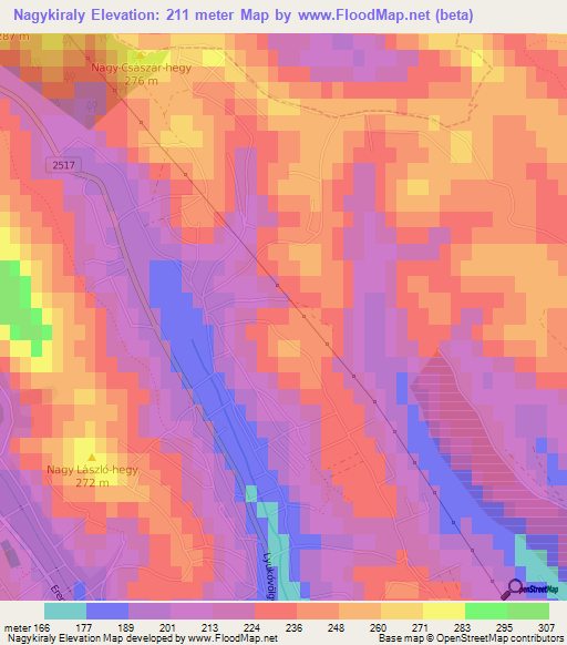 Nagykiraly,Hungary Elevation Map