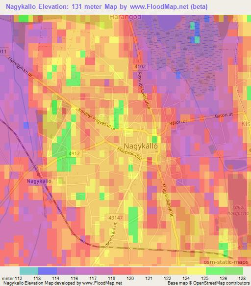 Nagykallo,Hungary Elevation Map
