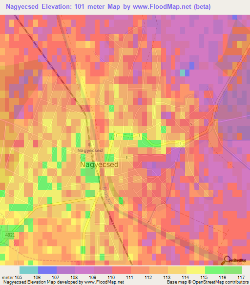 Nagyecsed,Hungary Elevation Map
