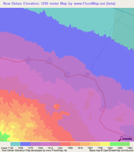 Now Dehan,Iran Elevation Map