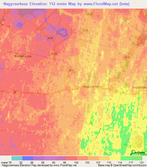 Nagycserkesz,Hungary Elevation Map