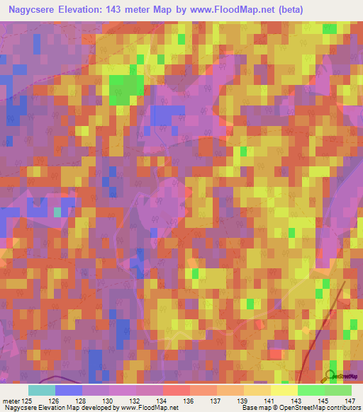 Nagycsere,Hungary Elevation Map