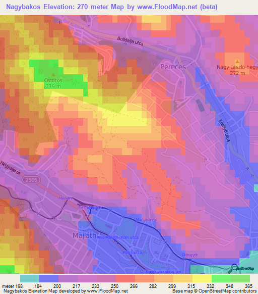 Nagybakos,Hungary Elevation Map