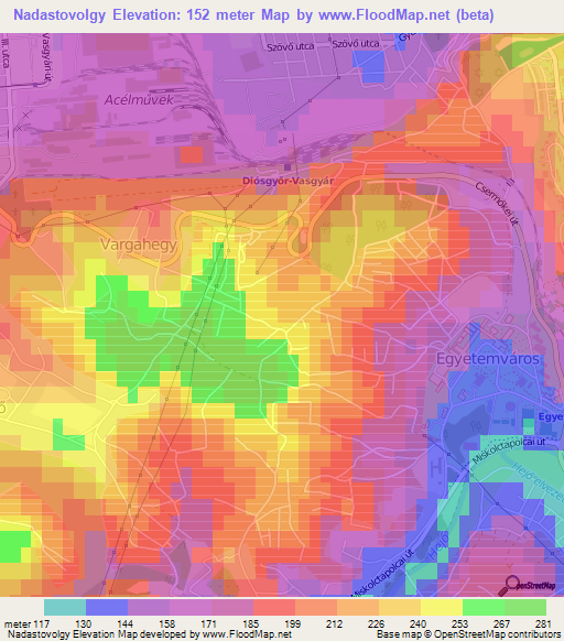 Nadastovolgy,Hungary Elevation Map