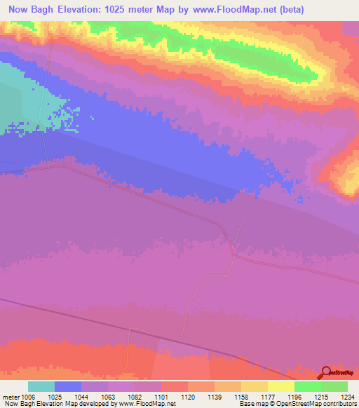 Now Bagh,Iran Elevation Map