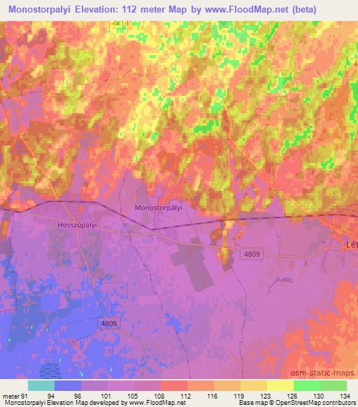 Monostorpalyi,Hungary Elevation Map