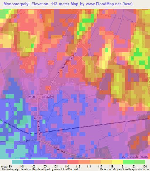 Monostorpalyi,Hungary Elevation Map