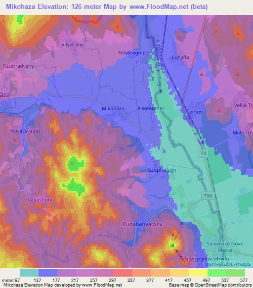 Mikohaza,Hungary Elevation Map