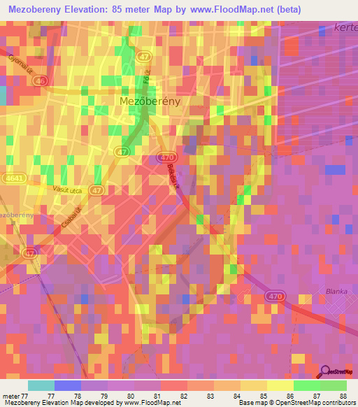 Mezobereny,Hungary Elevation Map