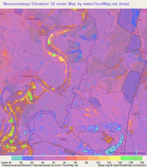 Meszarostanya,Hungary Elevation Map