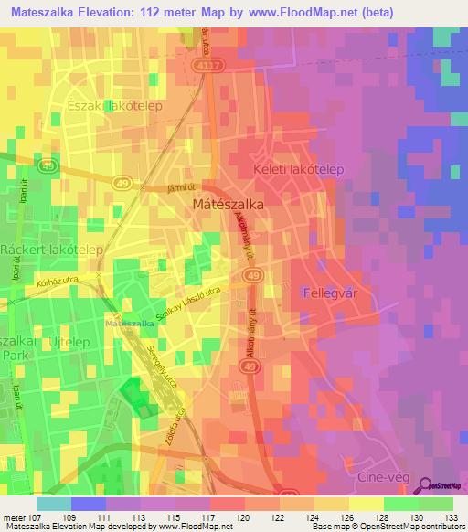 Mateszalka,Hungary Elevation Map