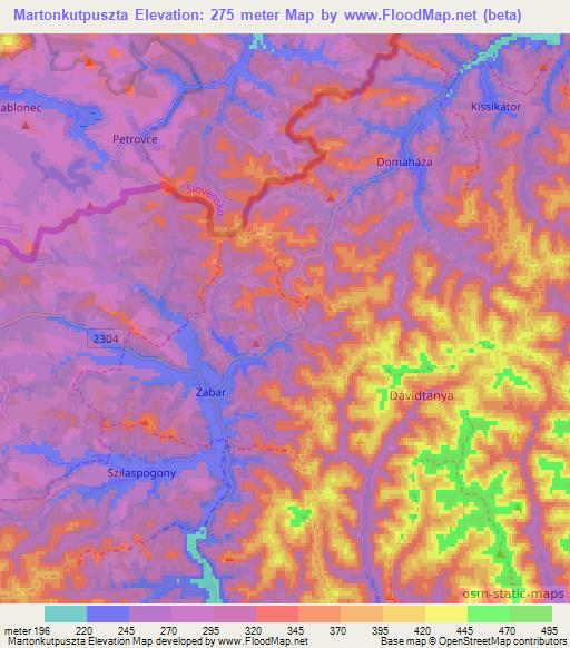 Martonkutpuszta,Hungary Elevation Map
