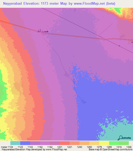 Nayyerabad,Iran Elevation Map