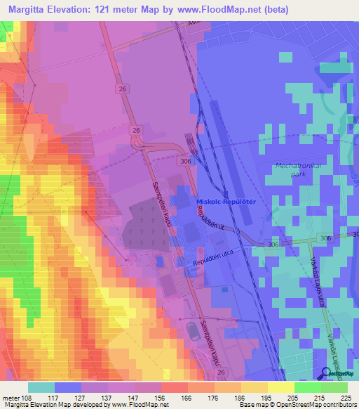Margitta,Hungary Elevation Map