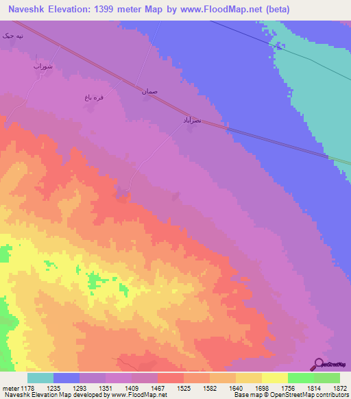 Naveshk,Iran Elevation Map