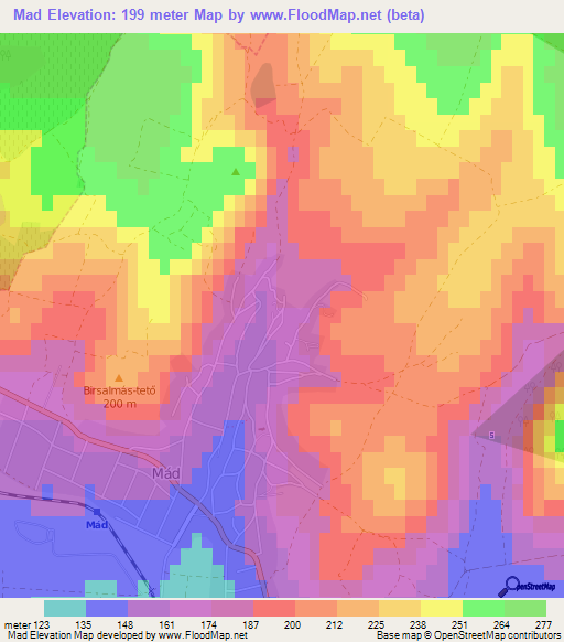 Mad,Hungary Elevation Map