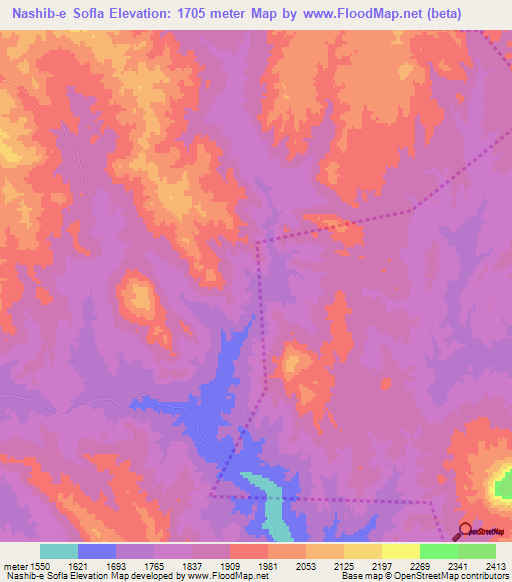 Nashib-e Sofla,Iran Elevation Map