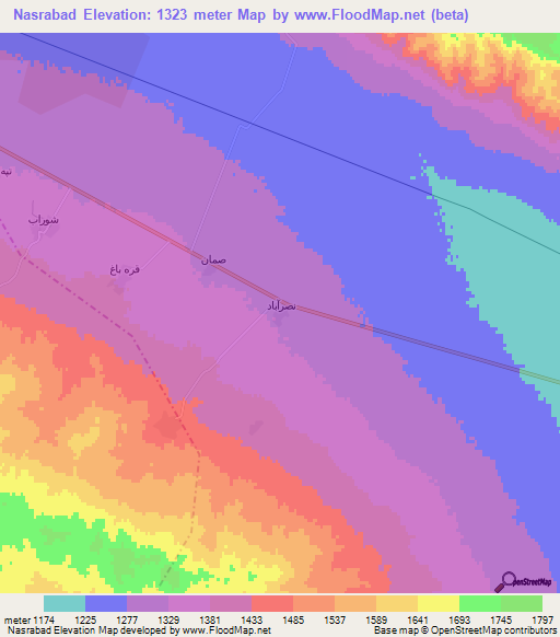 Nasrabad,Iran Elevation Map