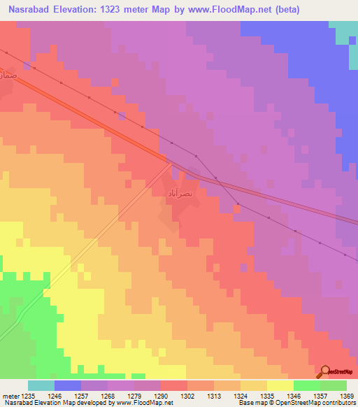 Nasrabad,Iran Elevation Map