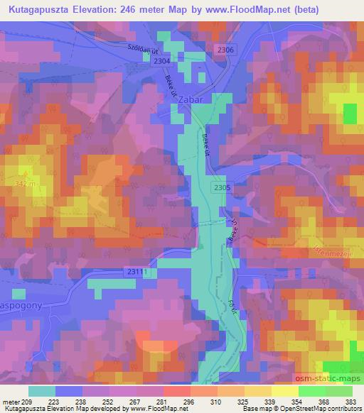 Kutagapuszta,Hungary Elevation Map