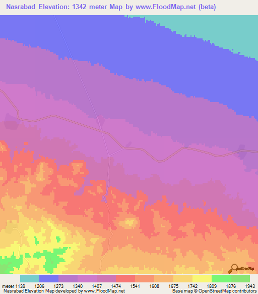 Nasrabad,Iran Elevation Map