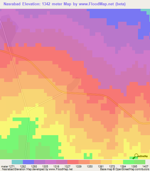 Nasrabad,Iran Elevation Map