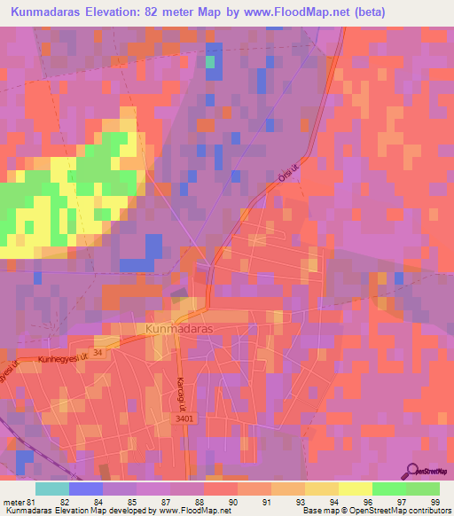 Kunmadaras,Hungary Elevation Map