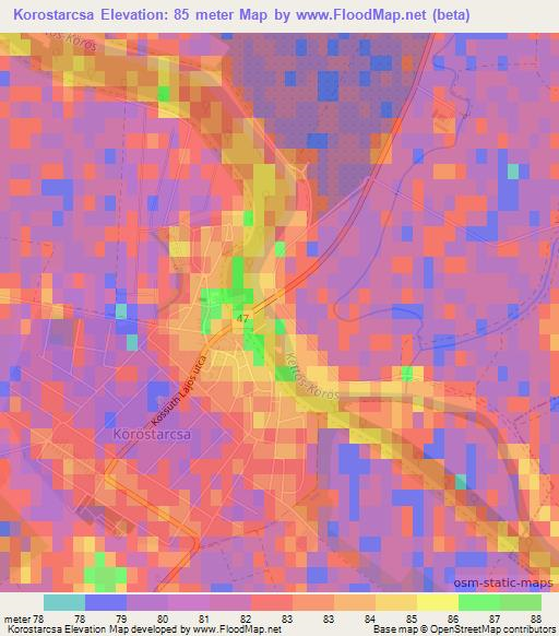 Korostarcsa,Hungary Elevation Map