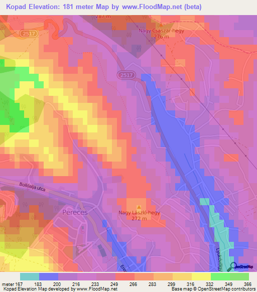 Kopad,Hungary Elevation Map