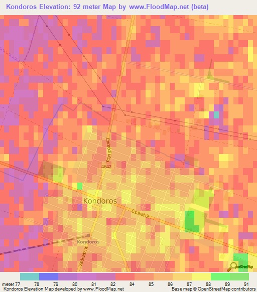 Kondoros,Hungary Elevation Map