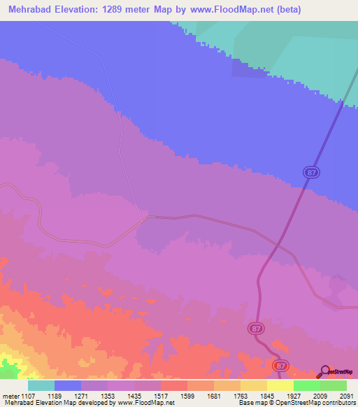 Mehrabad,Iran Elevation Map
