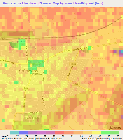 Kisujszallas,Hungary Elevation Map