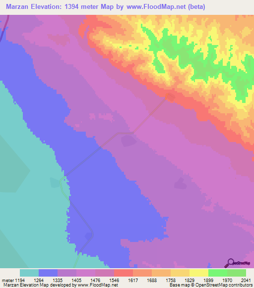 Marzan,Iran Elevation Map
