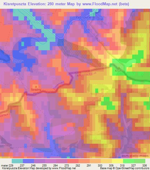 Kisretpuszta,Hungary Elevation Map