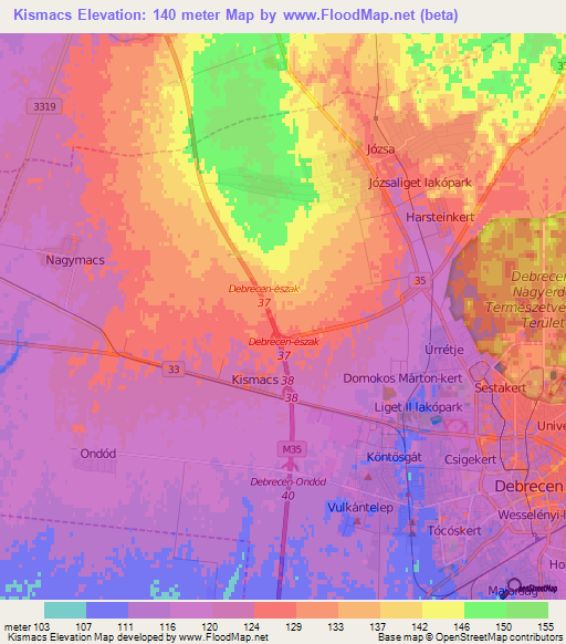 Kismacs,Hungary Elevation Map