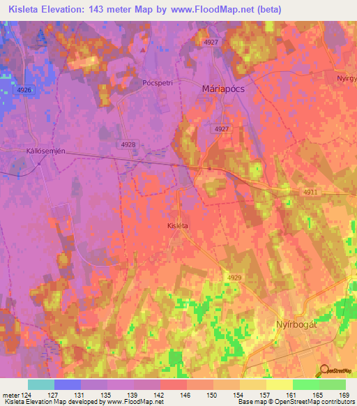 Kisleta,Hungary Elevation Map