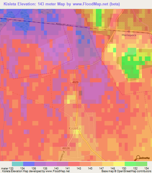 Kisleta,Hungary Elevation Map