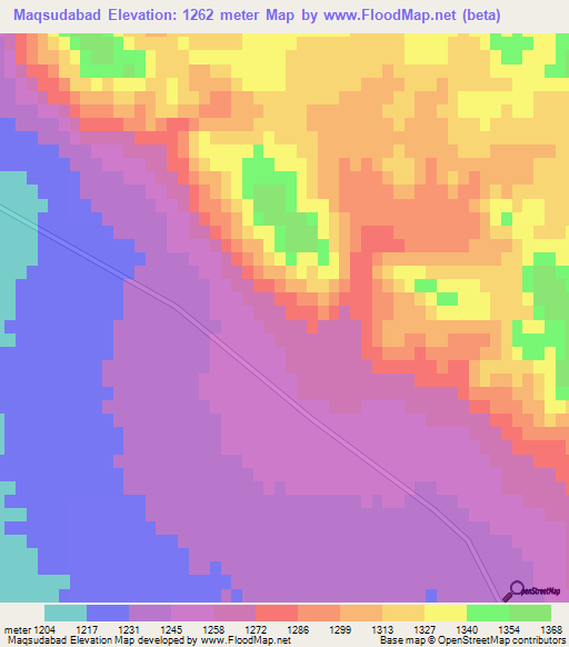 Maqsudabad,Iran Elevation Map