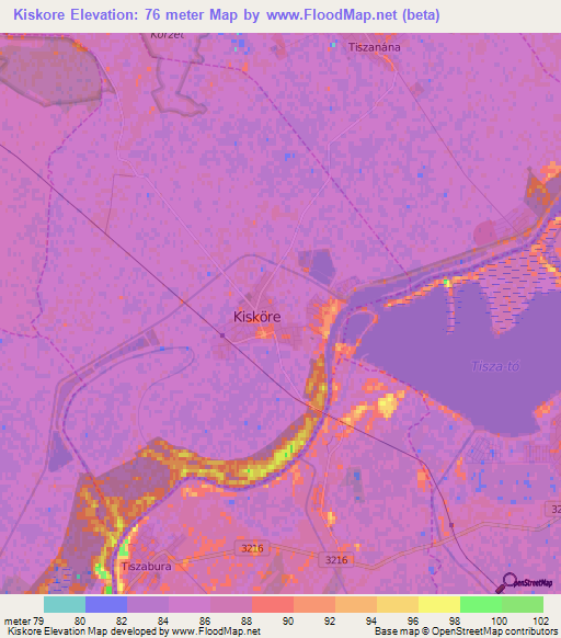 Kiskore,Hungary Elevation Map