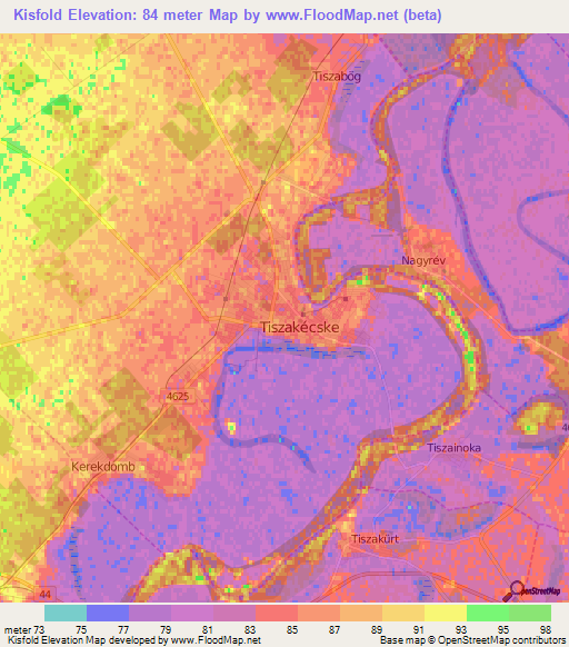Kisfold,Hungary Elevation Map