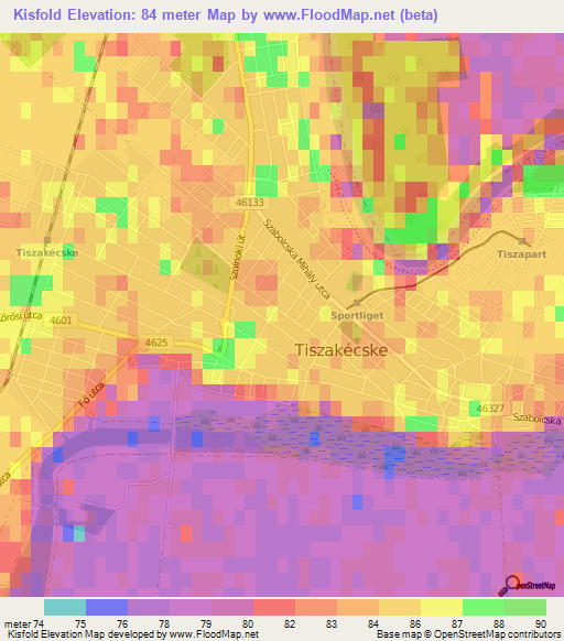 Kisfold,Hungary Elevation Map