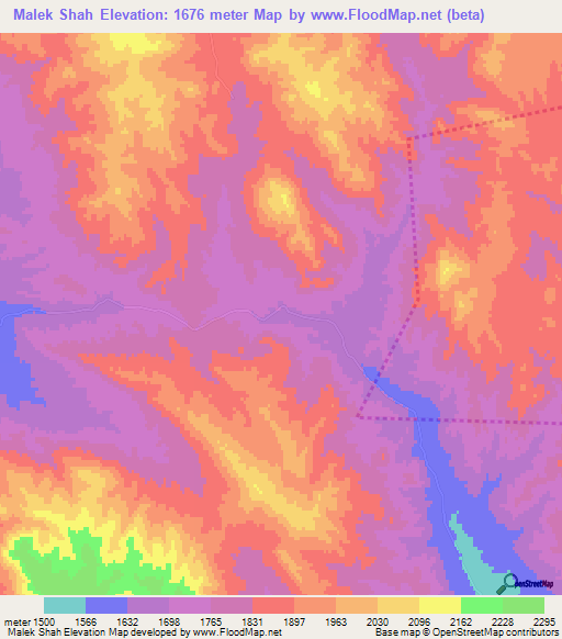 Malek Shah,Iran Elevation Map