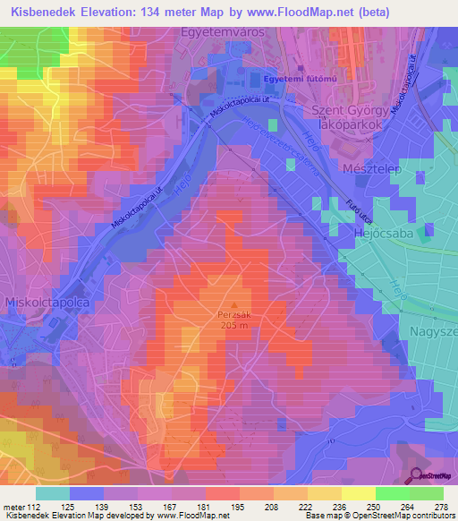 Kisbenedek,Hungary Elevation Map